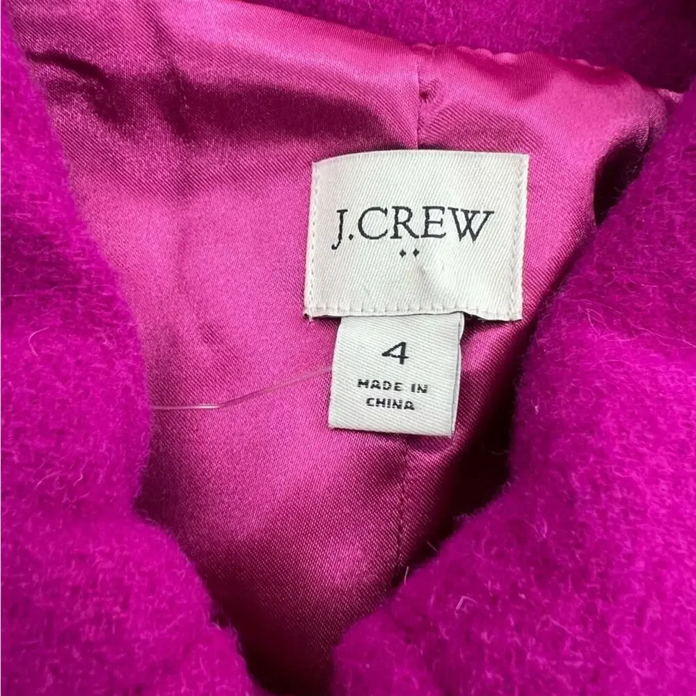 J. Crew Classic Lady Day Coat Italian Wool Blend Fitted Jacket Plum Purple Sz 4